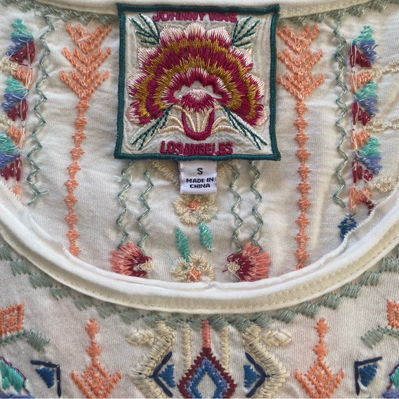 Johnny Was Knit Dress with handkerchief hem with floral embroidery. - Picture 7 of 7